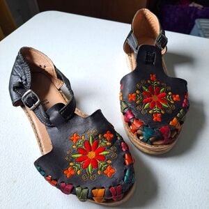 Mexican Huaraches Black Floral